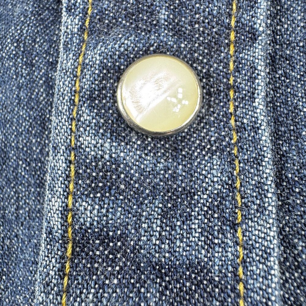 J Crew Denim Pearl Snap Shirt Men's XS Authentic Workwear Western SawTooth RARE - Picture 13 of 15